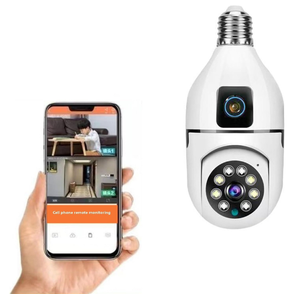 CAMARA DE SEGURIDAD BOMBILLA DOBLE LENTE