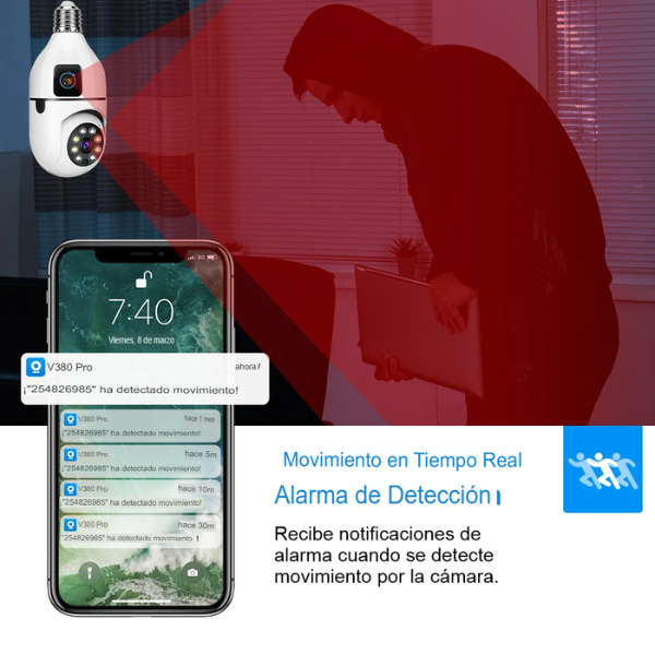 CAMARA DE SEGURIDAD BOMBILLA DOBLE LENTE