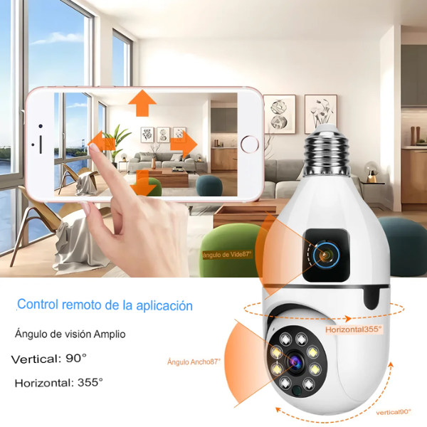 CAMARA DE SEGURIDAD BOMBILLA DOBLE LENTE