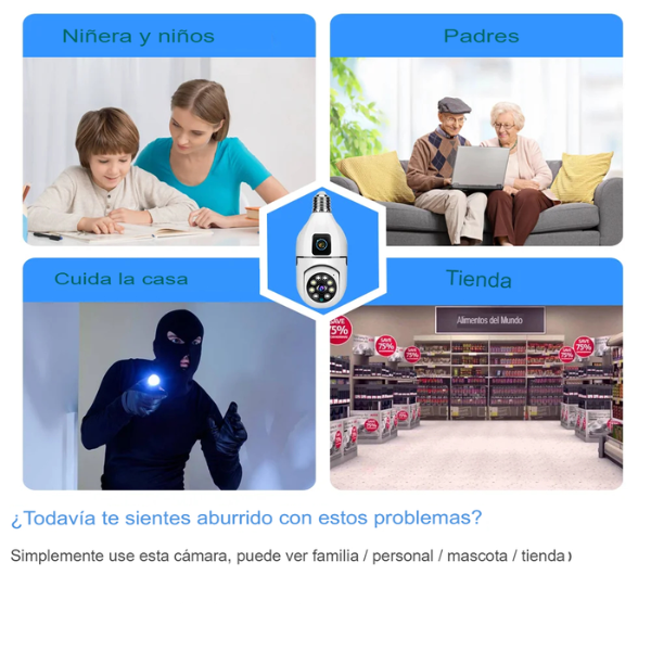 CAMARA DE SEGURIDAD BOMBILLA DOBLE LENTE