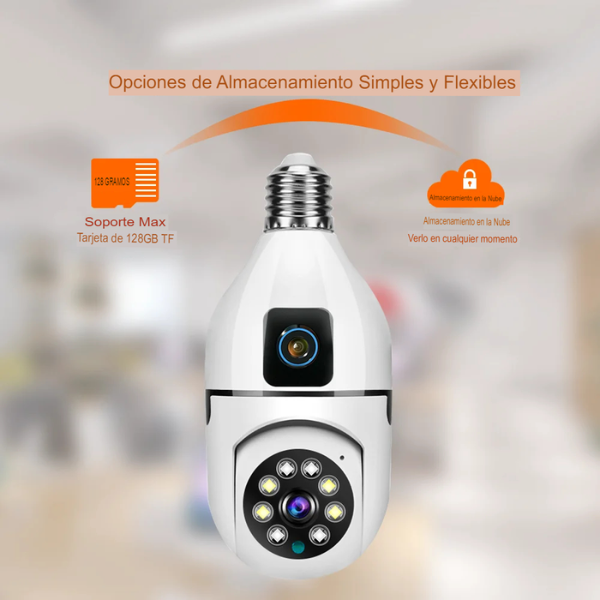 CAMARA DE SEGURIDAD BOMBILLA DOBLE LENTE
