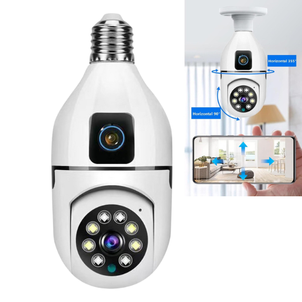 CAMARA DE SEGURIDAD BOMBILLA DOBLE LENTE