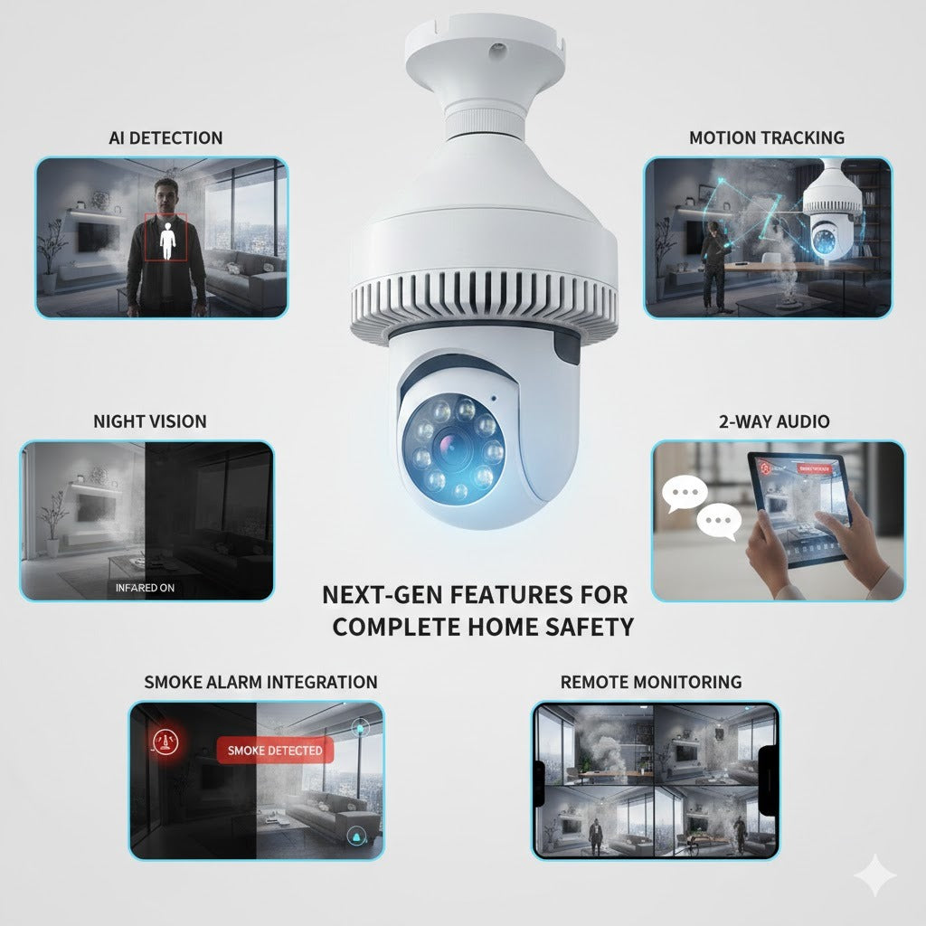 Cam™ Vigilancia Inteligente 360° + detector de Humo