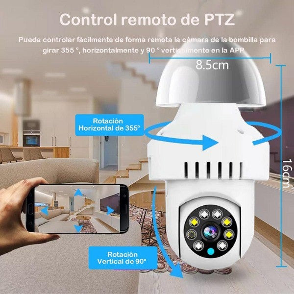 Cam™ Vigilancia Inteligente 360° + detector de Humo